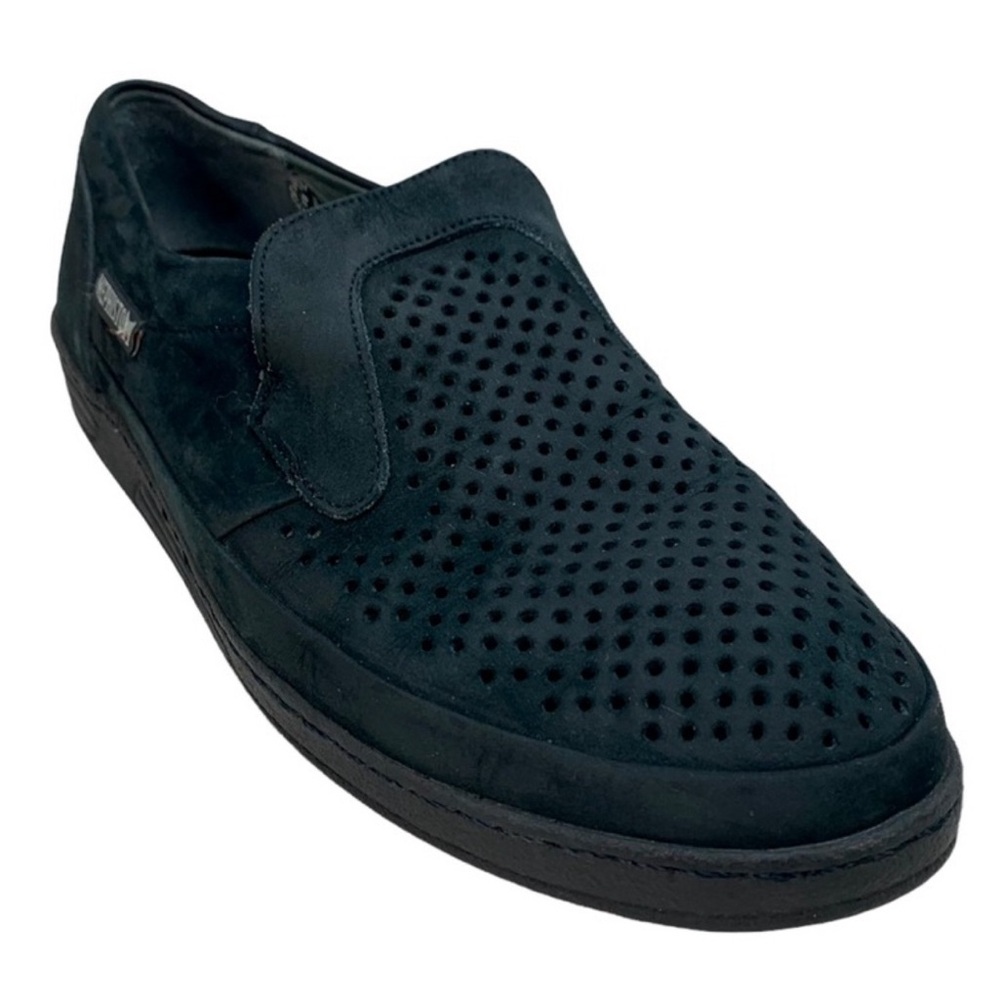Mephisto Damien Black Perforated Nubuck Leather Slip On Loafers. Euro 9, US 9.5